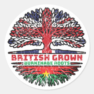 Adesivo Burkina Faso Burkina British Tree Roots Flag