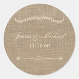 Adesivo Burlap e Lace envelope de casamento, veado