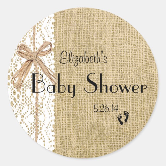 Adesivo Burlap Lace e Rafia Image Chá de fraldas Favor (Frente)