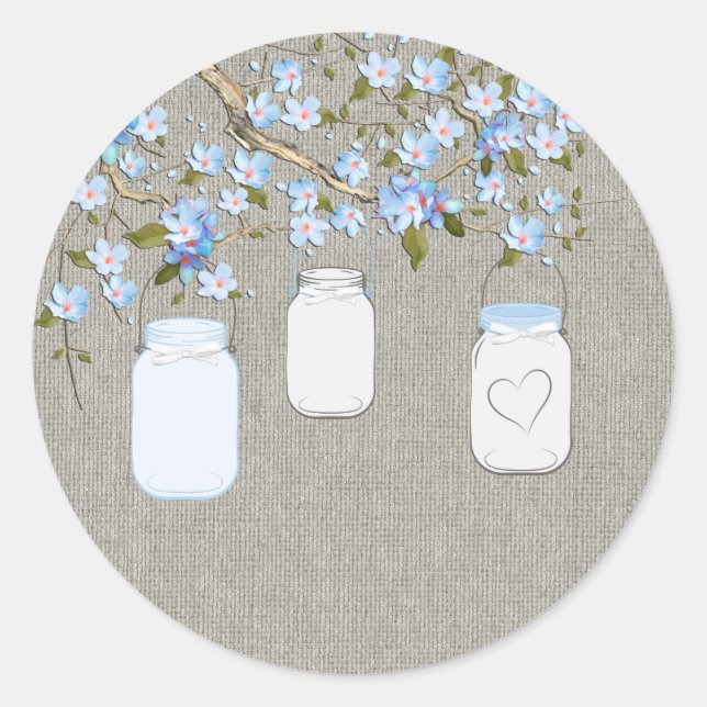 Adesivo Burlap Mason Jar Azul (Frente)