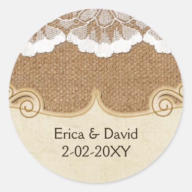 Adesivo Burlap Rustic Chic e casamento com o Lace Country (Frente)