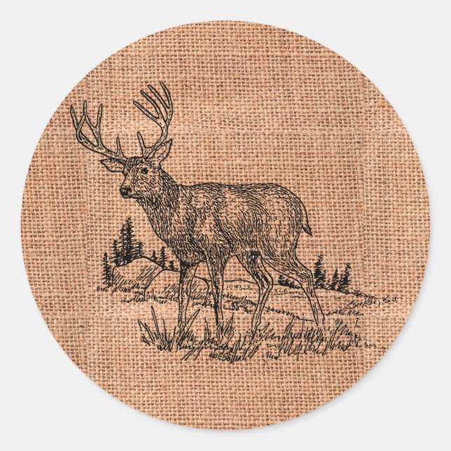 Adesivo Burlap Rustic E Deer Illustration (Frente)