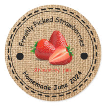 Burlap Strawberry Jam Sticker