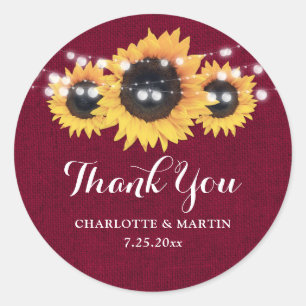 Adesivo Burlap Sunflower Burguned Red - Obrigado Stickers
