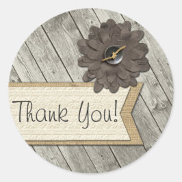 Adesivo Burlap Tecido Do Botão Da Madeira Russo Obrigado