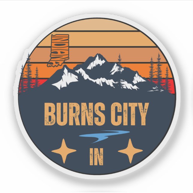 Adesivo Burns City, Indiana (Frente)