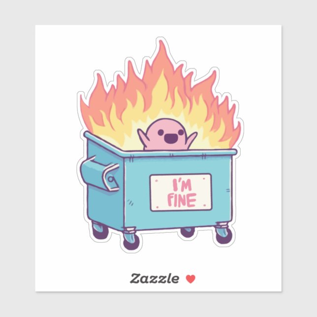 Adesivo Burro no fogo, estou bem (Folha)