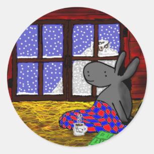 Adesivo burro olha para a neve