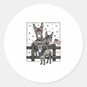 Adesivo Burros Patrióticos Camisa Vintage 4 de Julho Desig