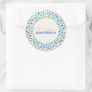 Adesivo Burst Dourado de Flor Azul de Verão