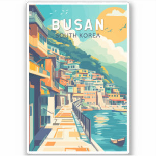 Adesivo Busan South Korea Viagem Art Vintage
