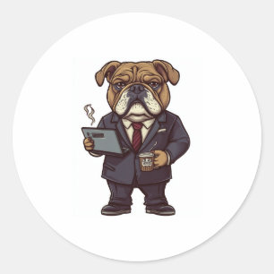 Adesivo Business Buldogue - Engraçado Cachorro Escritório