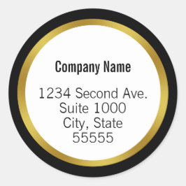 Adesivo Business Name Black White and Gold Return Address