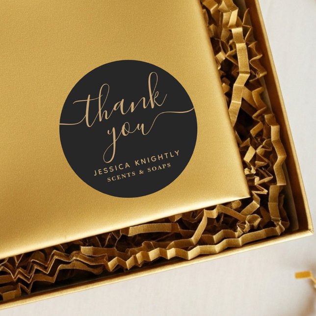 Adesivo Business Obrigado A Você Dourado Script Elegante P (Criador carregado)