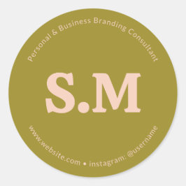 Adesivo Business Retro Monogram Green Blush Pink