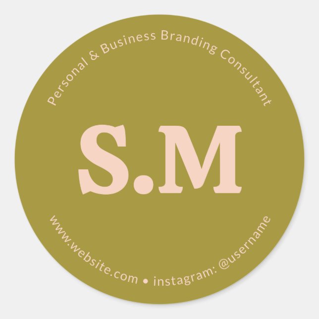 Adesivo Business Retro Monogram Green Blush Pink (Frente)