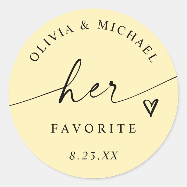 Adesivo Butter Yellow Her Favorite Wedding Treat Bag (Frente)