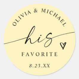 Adesivo Butter Yellow His Favorite Wedding Treat Bag