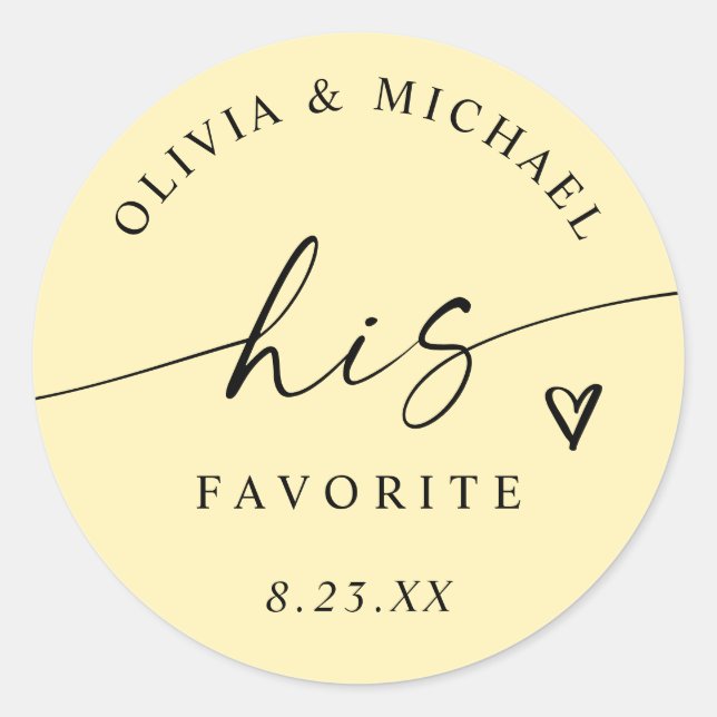 Adesivo Butter Yellow His Favorite Wedding Treat Bag (Frente)