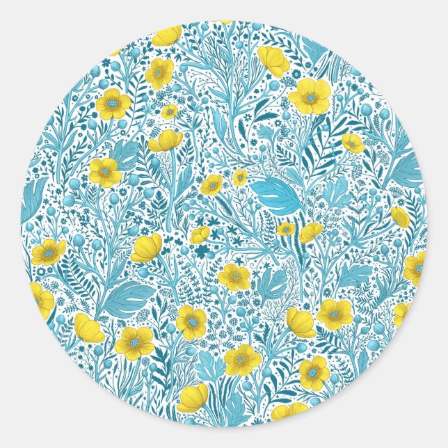 Adesivo Buttercups, amarelo, azul e branco (Frente)