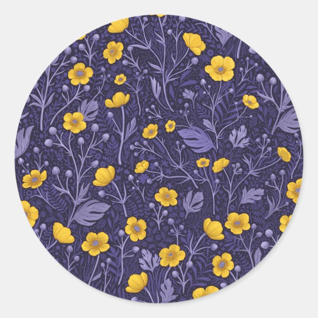 Adesivo Buttercups, amarelo e violeta (Frente)