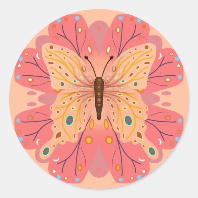 Adesivo Butterfly Birthday Peach and Pink (Frente)