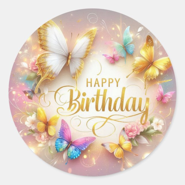 Adesivo Butterfly design birthday sticker  (Frente)