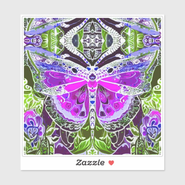 Adesivo Butterfly e Medallion Batik Patterno em Violet (Folha)