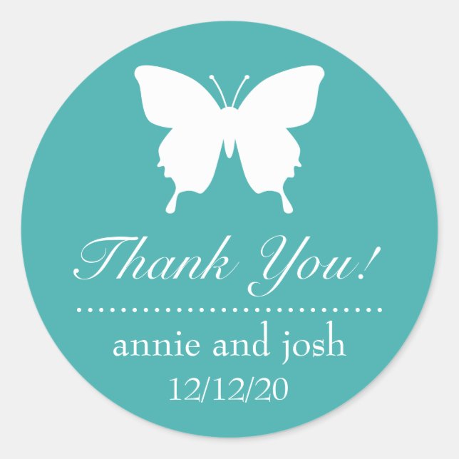 Adesivo Butterfly Obrigado Labels (Aqua) (Frente)