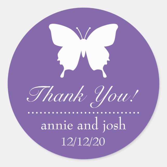 Adesivo Butterfly Obrigado Labels (Plum Purple) (Frente)