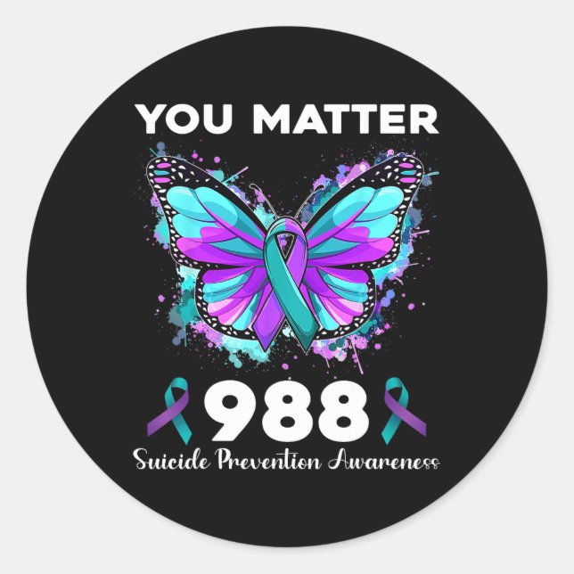 Adesivo Butterfly Problem 988 Suicida Prevention Aware (Frente)