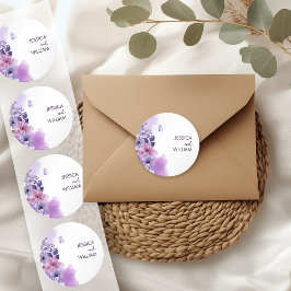 Adesivo Butterfly Purple Wedding Monogram Sticker
