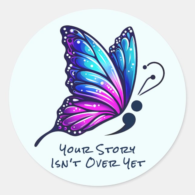 Adesivo Butterfly Semicolon Your Story Suicide Awareness  (Frente)