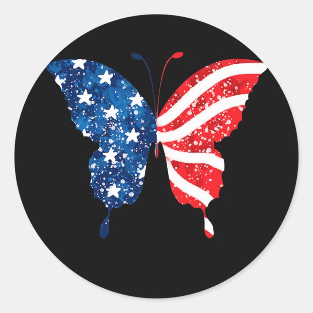 Adesivo Butterfly USA Flag Patriotic Proud 4th Of July (Frente)