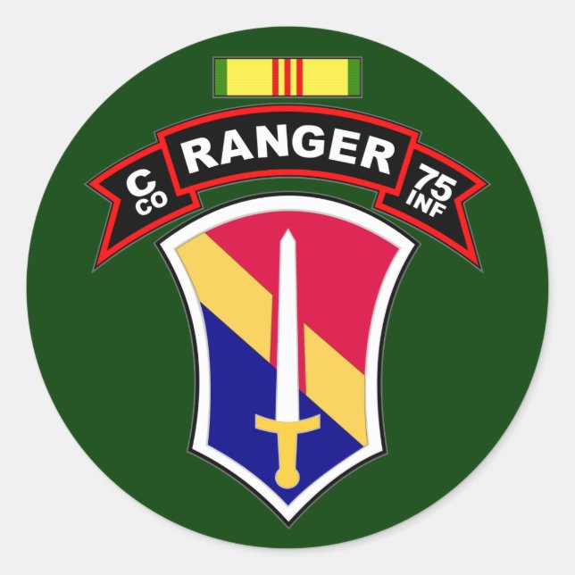 Adesivo C Co, 75.º Regimento de Infantaria - Rangers, Viet (Frente)
