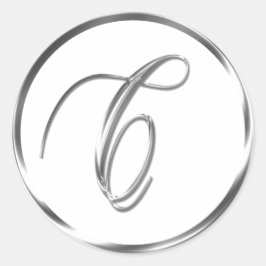 Adesivo C Monograma Faux Silver Envelope Ou Favor Seal