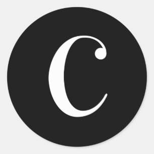 Adesivo C monograma, texto branco a preto