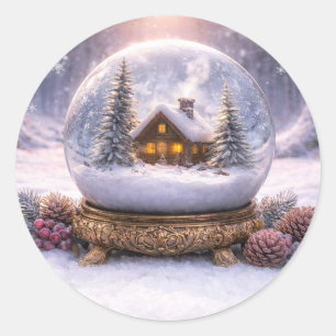 Adesivo Cabana de Férias de Natal na Bola de Neve Fofo