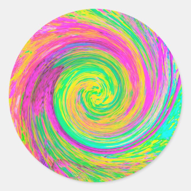 Adesivo Cabeça Abstrato púrpura e espiral líquida amarela (Frente)