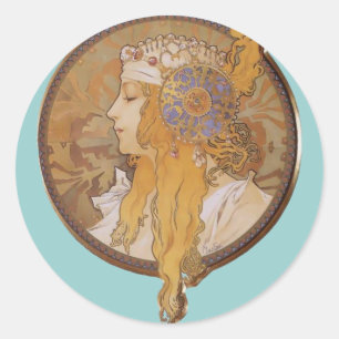 Adesivo Cabeça bizantina do ~ de Alphonse Mucha: O louro