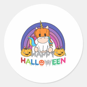 Adesivo Cabeça de Abóbora de Unicórnio Para o Halloween