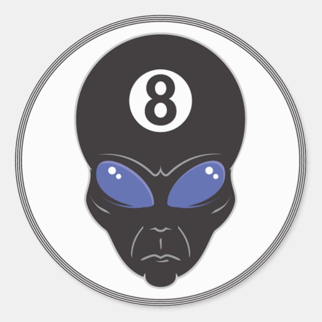 Adesivo cabeça de alienígena bola oito (Frente)