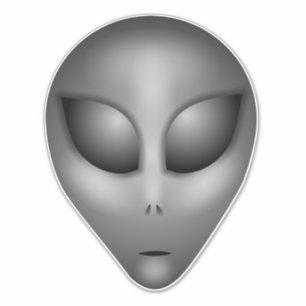 Adesivo Cabeça de Alienígena Cinza