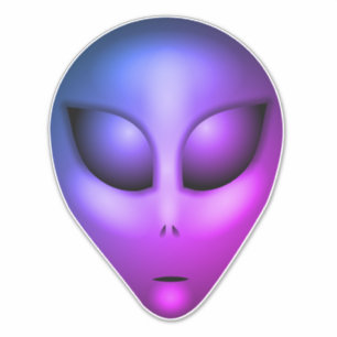 Adesivo Cabeça de Alienígena Cinza azul roxa