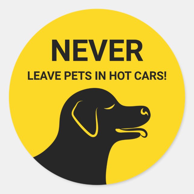 Adesivo Cabeça de Cachorro - Nunca Deixe Animais em Carros (Frente)