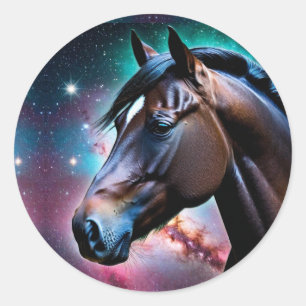 Adesivo Cabeça de Cavalo com Fundo Galáxico