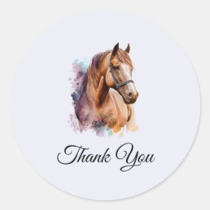 Adesivo Cabeça de Cavalo Marrom em Aquarela Obrigado