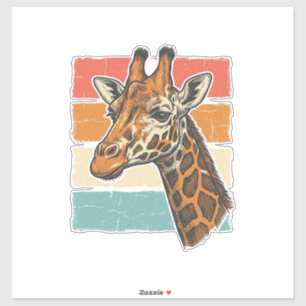 Adesivo Cabeça de Girafa Vintage Design Vetorial do Pôr do