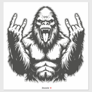 Adesivo Cabeça de Heavy Metal Sasquatch Rock On