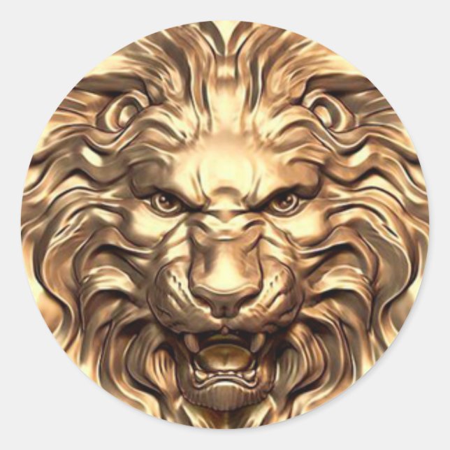 Adesivo Cabeça de Leão Dourado Rugindo (Frente)